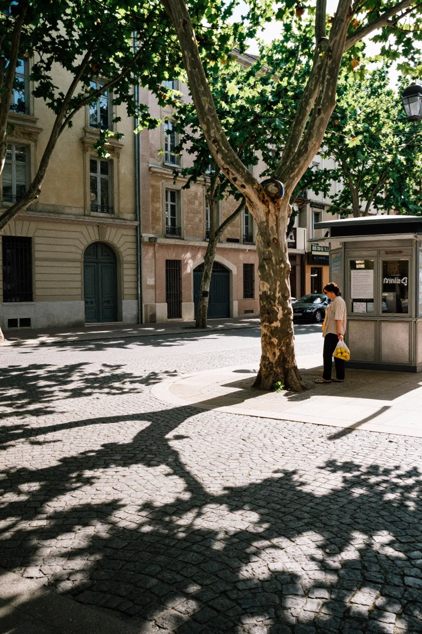 Lyon Street Corner at Midday Light in in Lyon, France