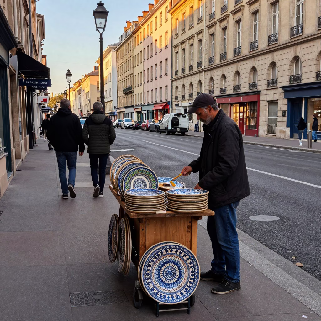 Lyon Street Scene at The Late Afternoon Light in in Lyon, France