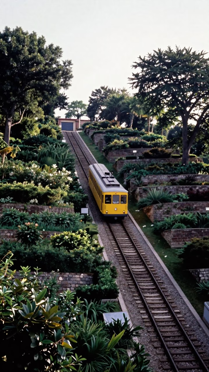 Lyon Terraced Gardens at The Late Morning Light in in Lyon, France