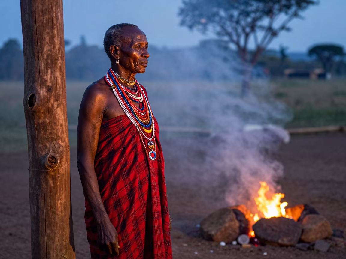 Maasai Elder in Beaded Jewelry Near Bomas Nairobi in near Bomas, Nairobi