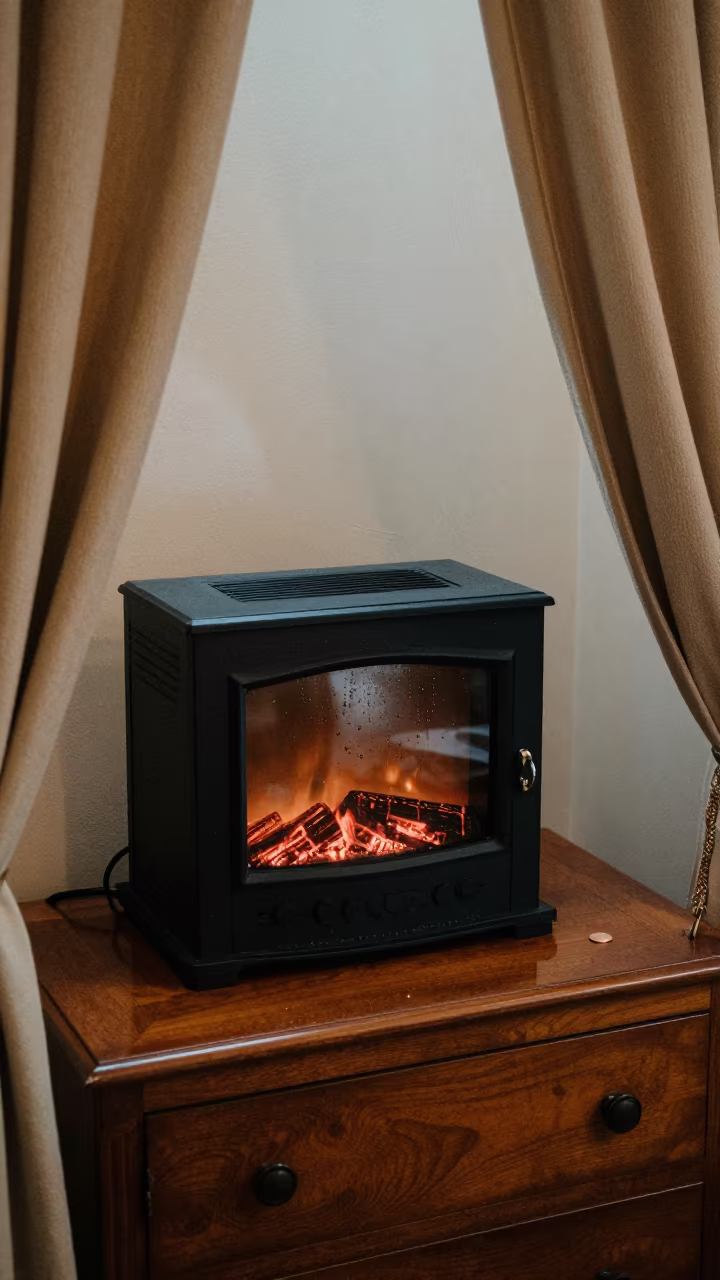 Macau Hotel Fireplace Monsoon Afternoon in on a hotel dresser in Macau