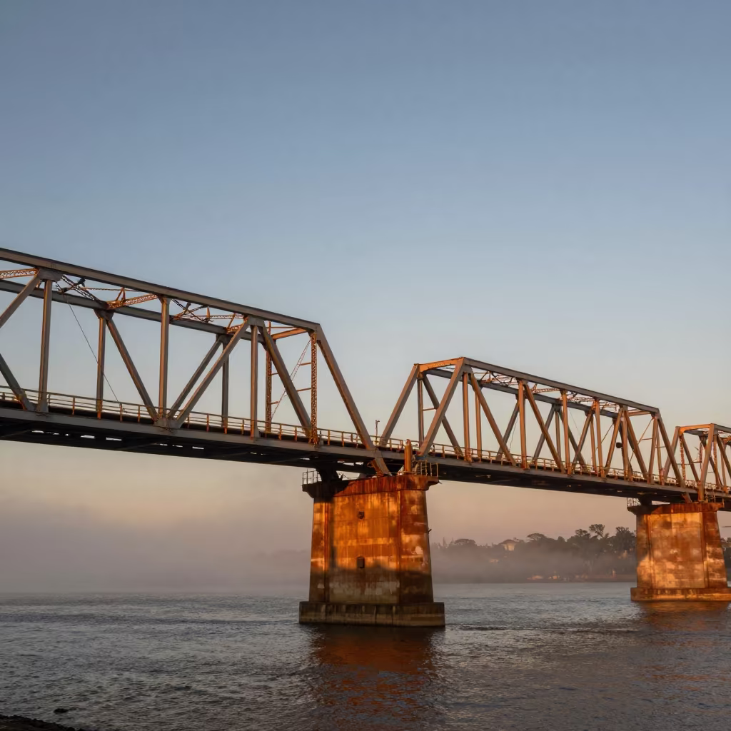 Maceio Drawbridge Bascule Span Moonlit Sky in beside a bridge pier above moving water in Maceio