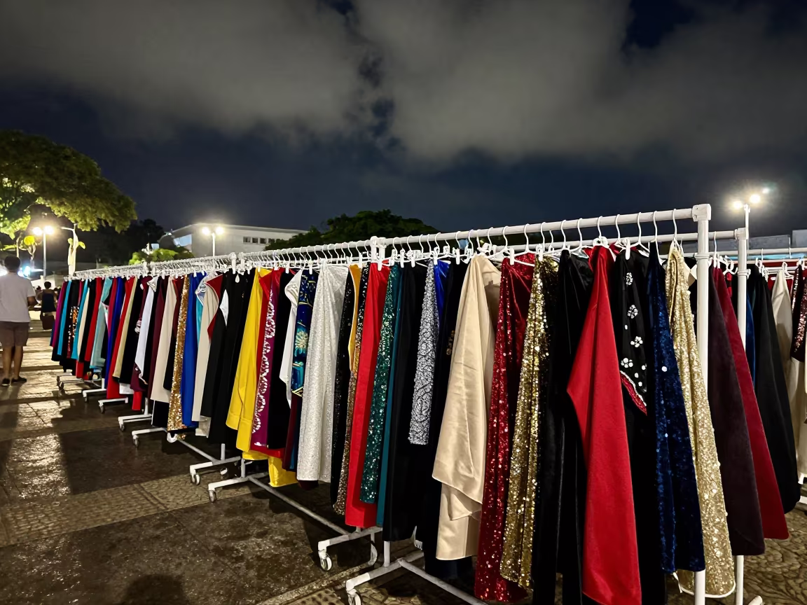 Maceio Parade Costumes Backstage Night in at a public square during a festival in Maceio