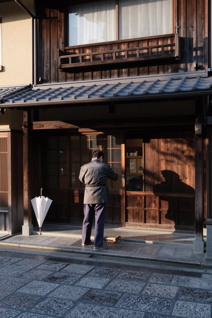 Machiya Entrance in Kyoto in in Kyoto, Japan