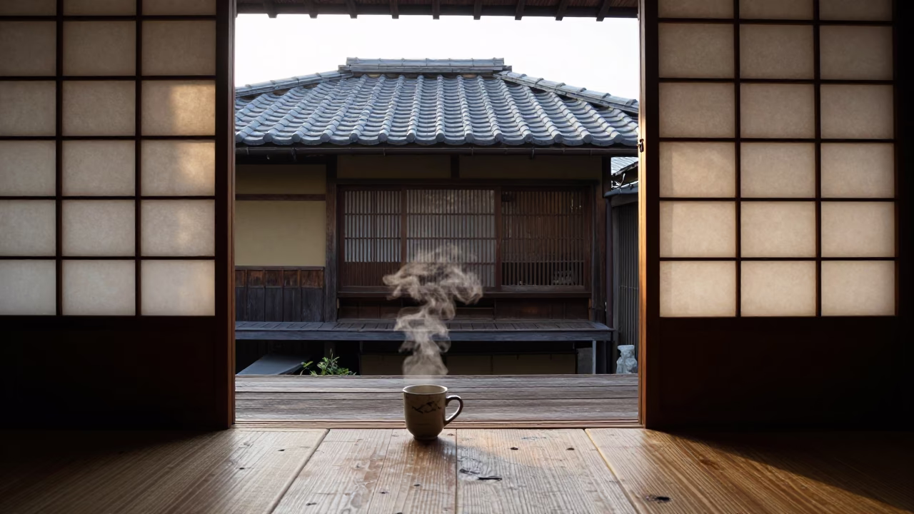 Machiya Interior in Fukuoka in in Fukuoka, Japan