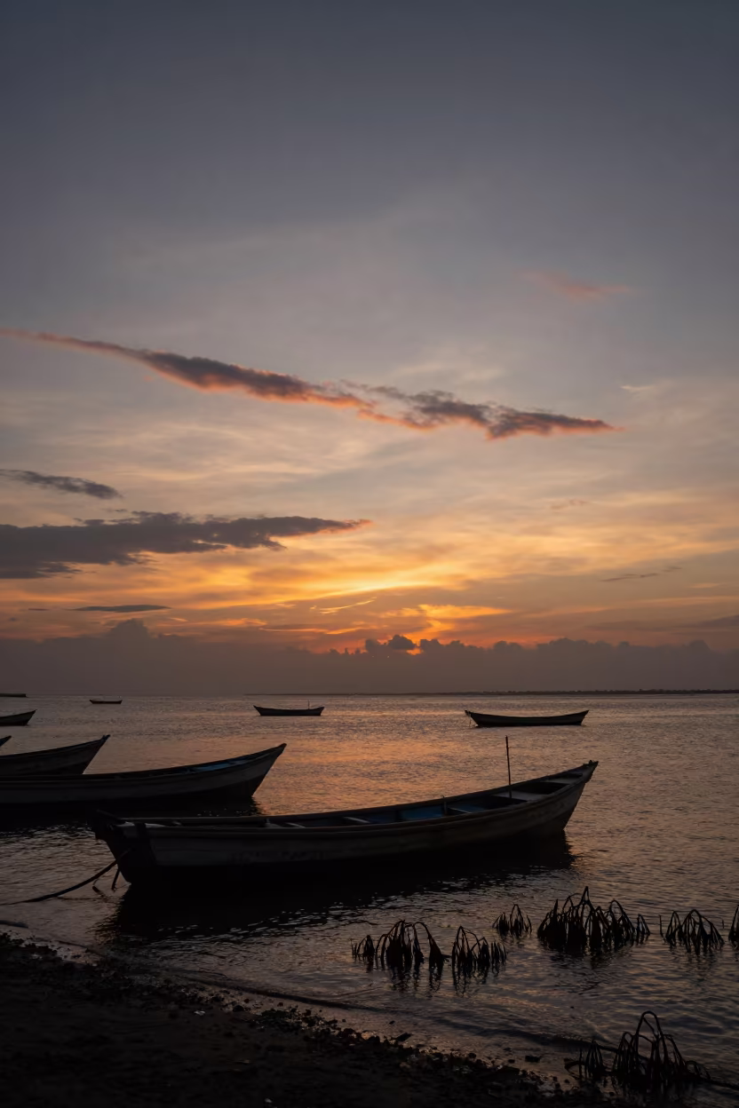 Mackerel Sky Sunset Over Mombasa Harbor in near Mombasa