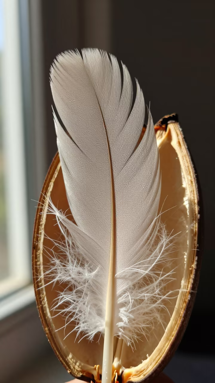 Macro Feather Vane Barbs Splitting Detail in inside a seed pod split open near Spokane