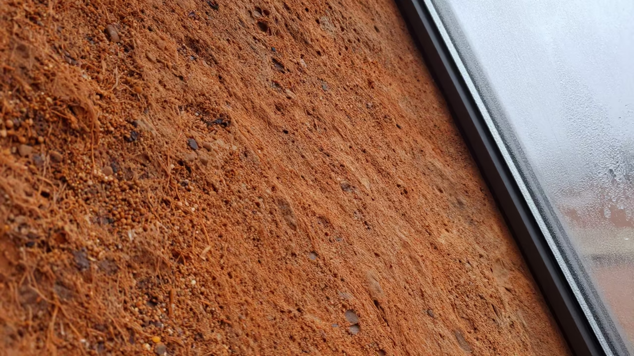 Macro Sandstone Grain Texture Near Frost Window Reno in along a frost-edged windowpane in Reno