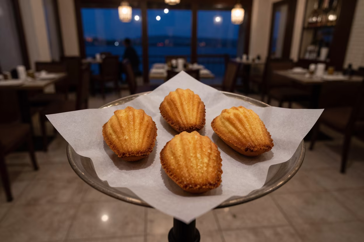 Madeleine Cakes on Tray in Antalya Tea House in on a tea house tray in Antalya
