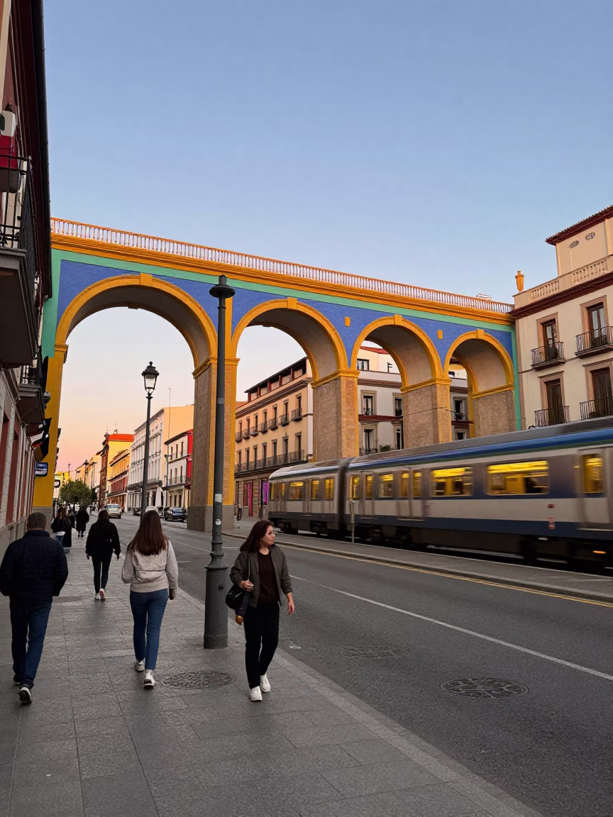 Madrid Evening Scene at The Early Evening Light in in Madrid, Spain
