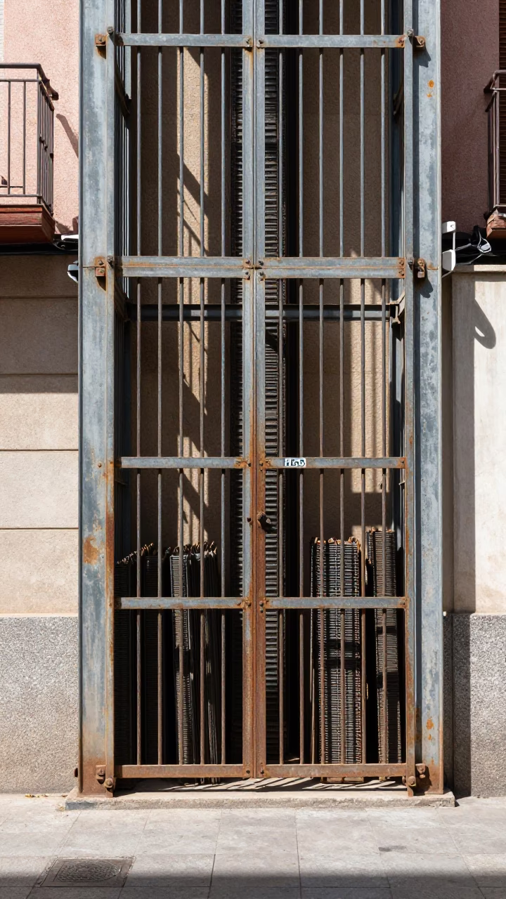 Madrid Rebar Bundles at The Flat Glare Of Noon Light in in Madrid, Spain