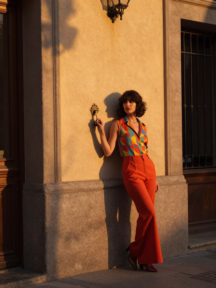 Madrid Street Scene at Golden Hour in in Madrid, Spain