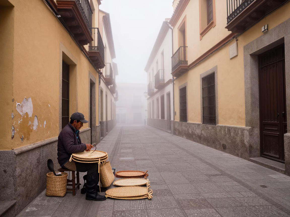 Madrid Vendor at Dawn Light in in Madrid, Spain