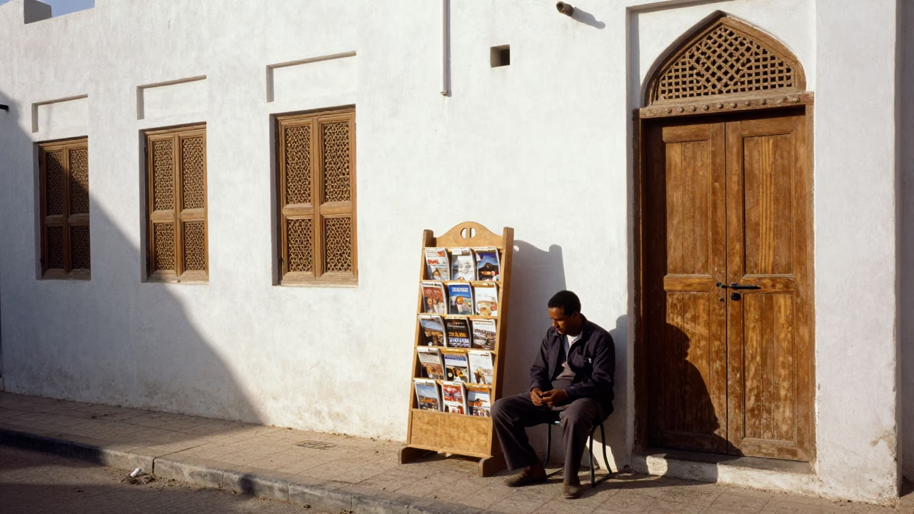 Magazine Rack in Muscat at The Early Afternoon Light in in Muscat, Oman
