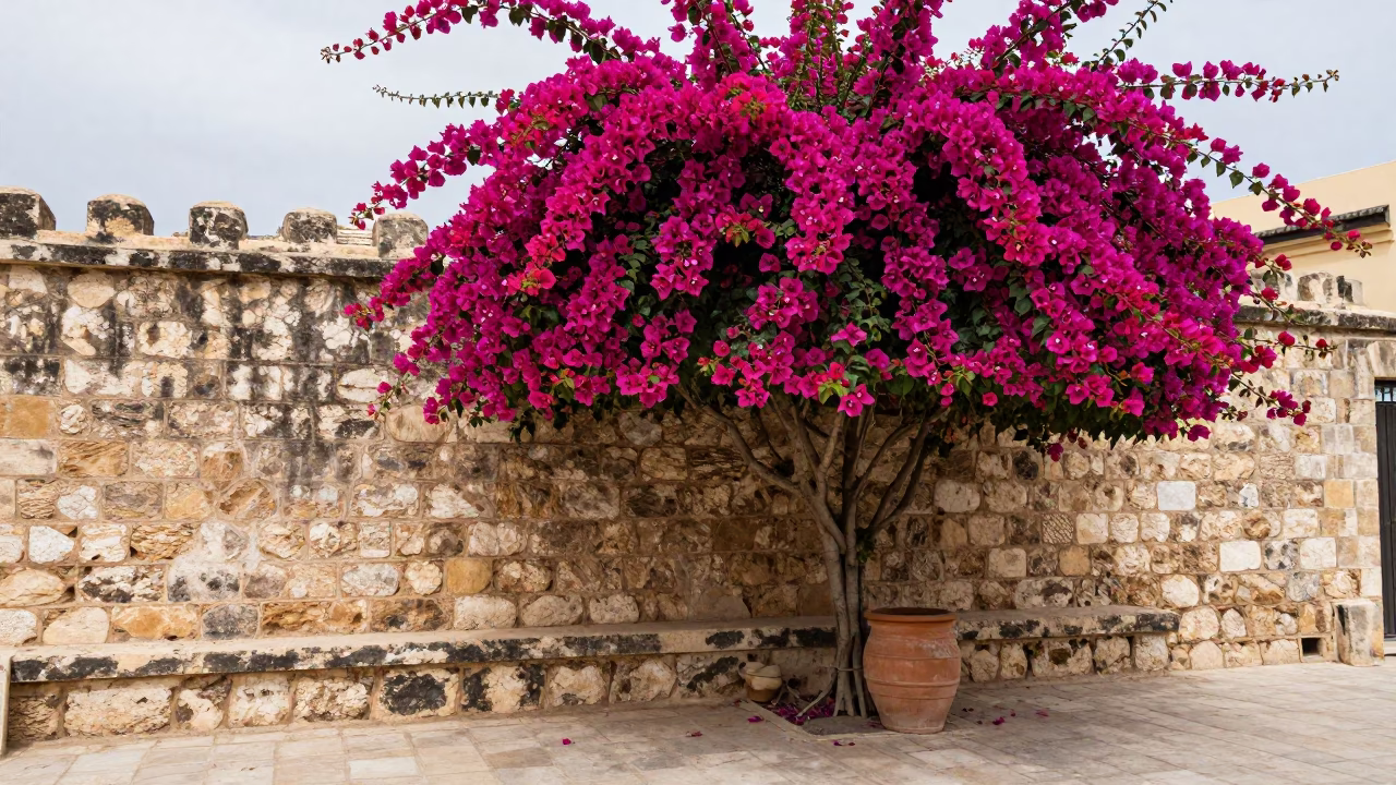 Magenta Bougainvillea Blooms in Tunis in in Tunis, Tunisia
