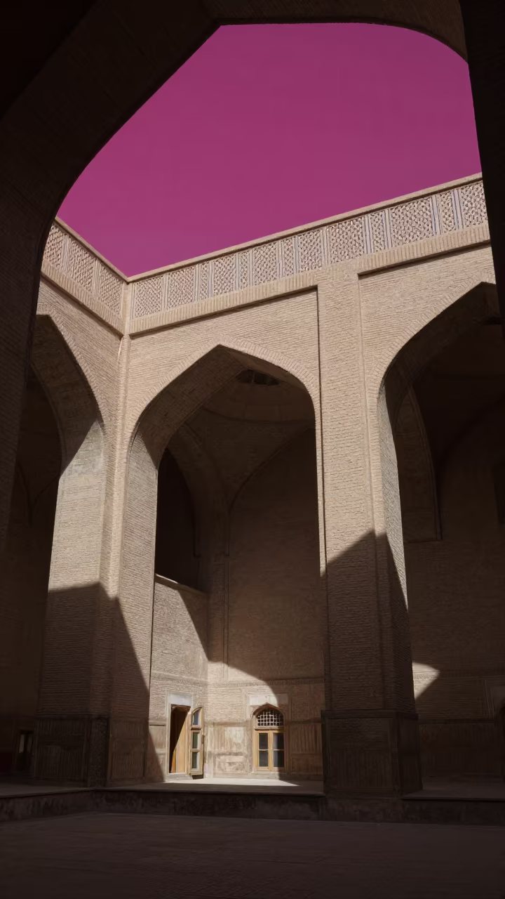 Magenta Sky Vaulted Herat Atrium Study in inside a vaulted atrium in Herat