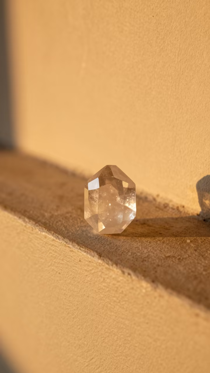 Magnified Salt Crystal on Sunset Ledge in on a painted display ledge in Belgaum
