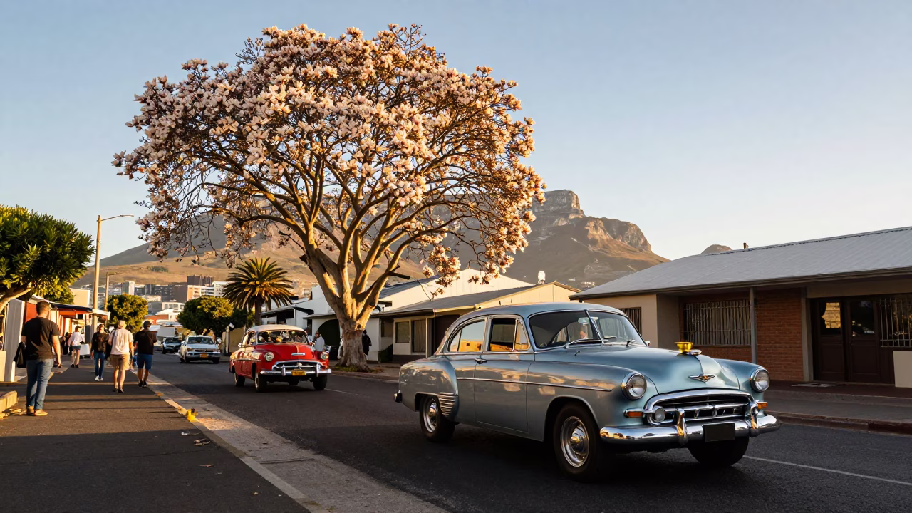 Magnolia Tree at Clear Late-afternoon Light in Cape Town in in Cape Town, South Africa