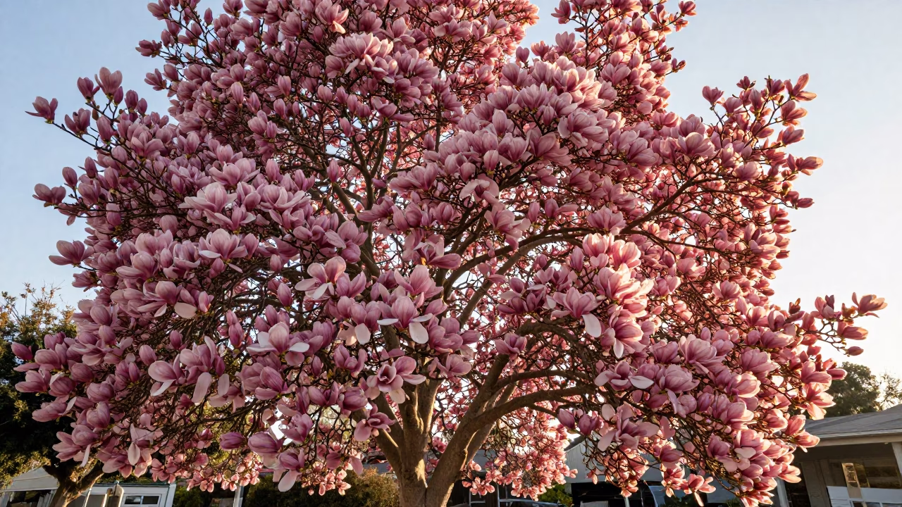 Magnolia Tree in Los Angeles at The Late Morning Light in in Los Angeles, California, United States