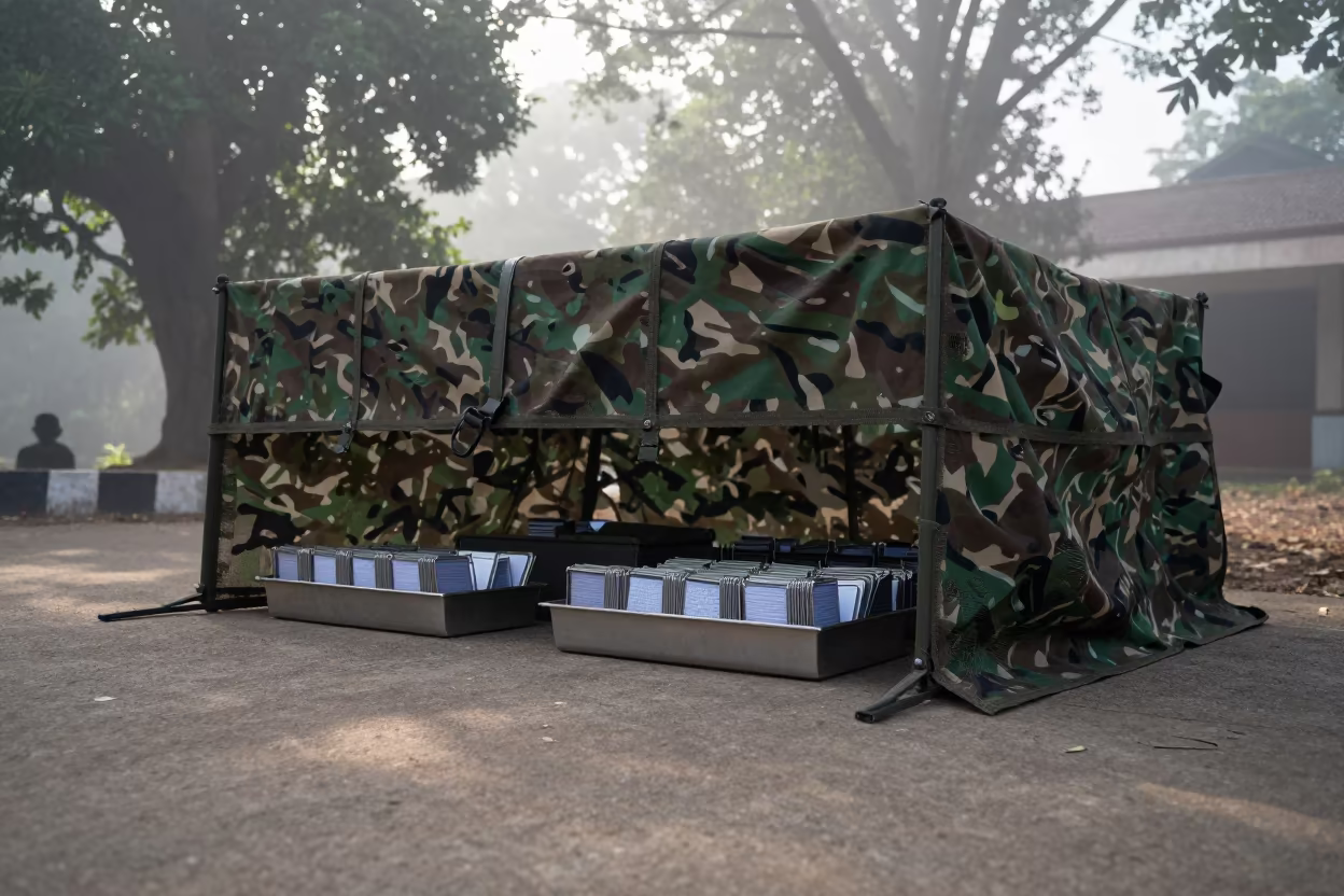 Mail Redirect Tray Under Camo Net in Thrissur in beneath a camouflage net shelter in Thrissur