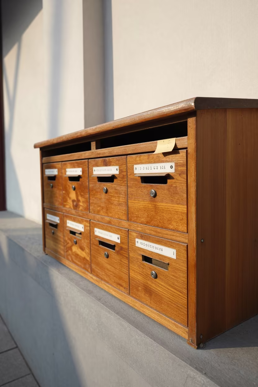 Mail Sorter on Desk in Changsha Light in on a painted display ledge near Changsha