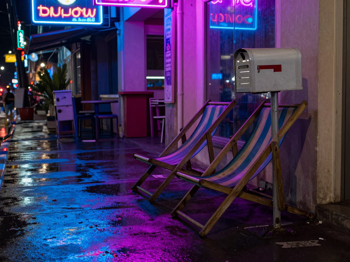Mailbox after dark in Phuket in in Phuket, Thailand
