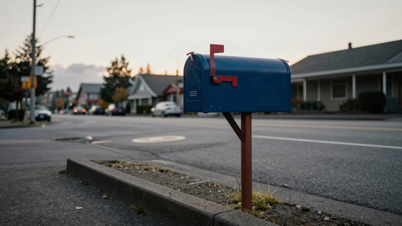 Mailboxes just after sunrise in Seattle in in Seattle, Washington, United States