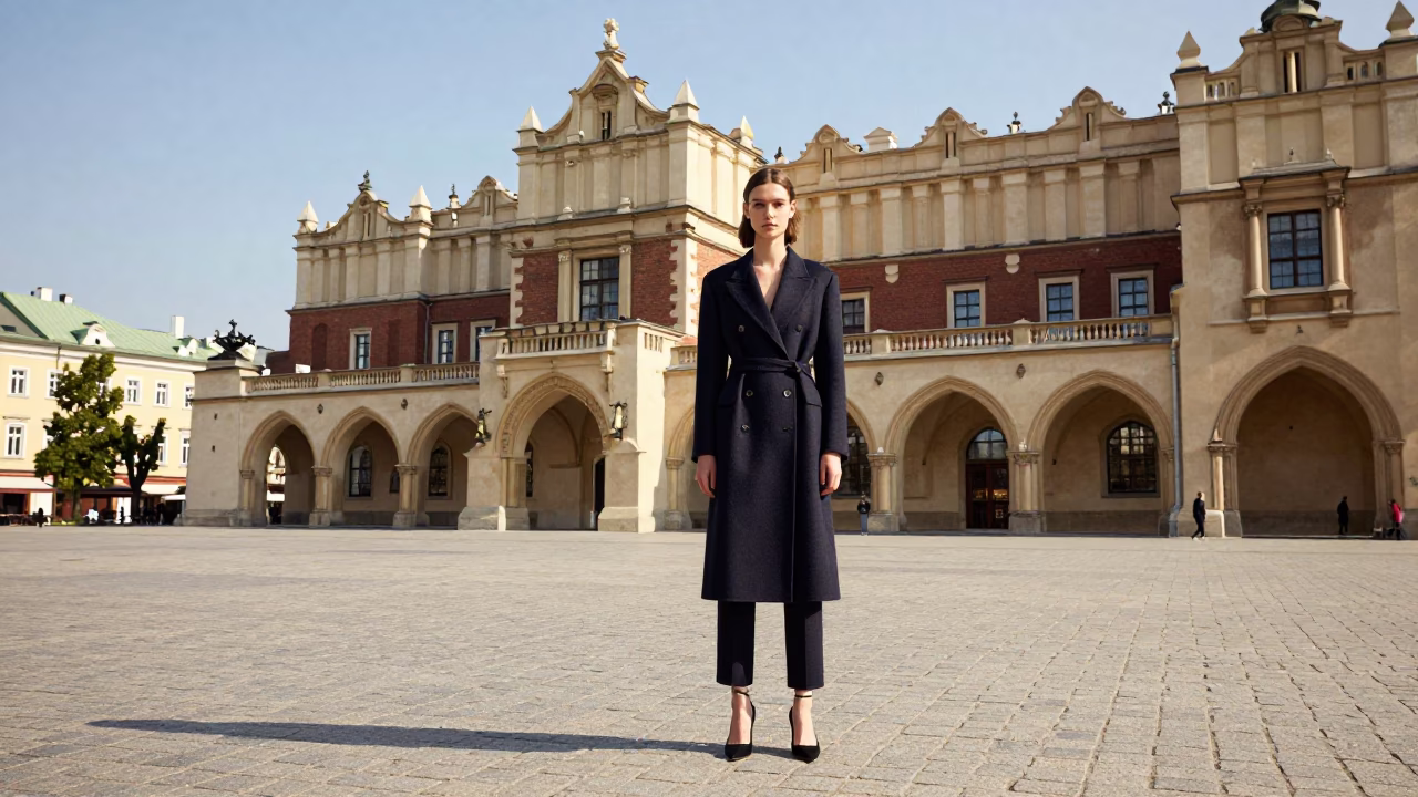 Main Square in Krakow at The Flat Glare Of Noon Light in in Krakow, Poland