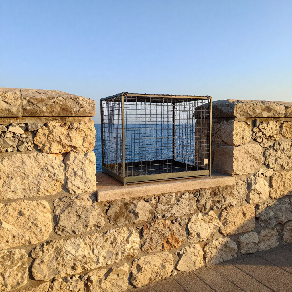 Maintenance Cage in Naples at Clear Late-afternoon Light in in Naples, Italy