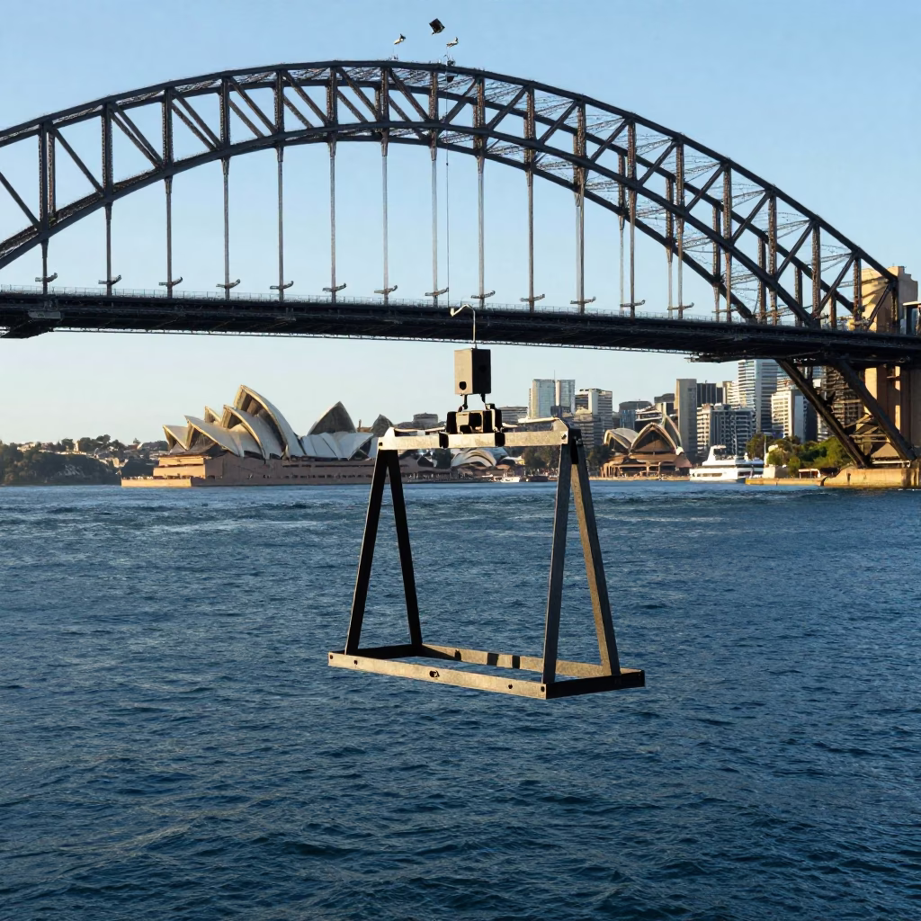 Maintenance Cradle at Clear Late-afternoon Light in Sydney in in Sydney, New South Wales, Australia