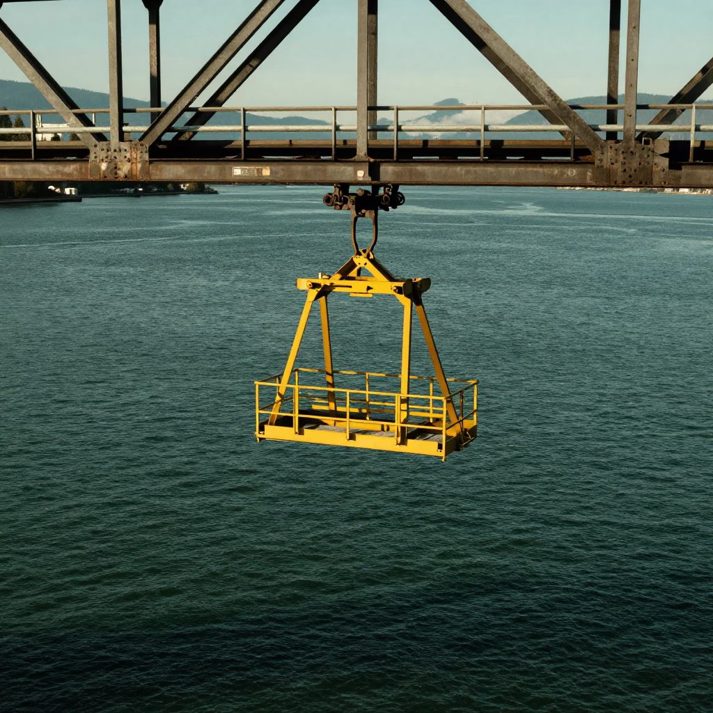 Maintenance Cradle at Clear Late-afternoon Light in Vancouver in in Vancouver, British Columbia, Canada