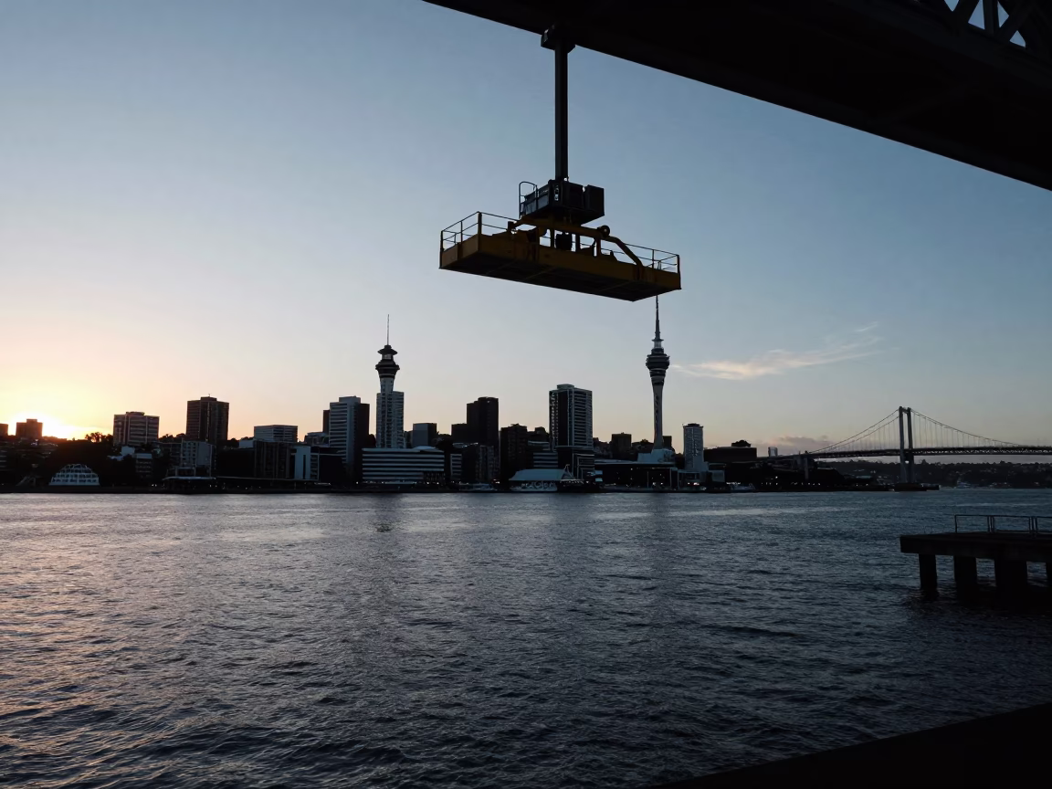 Maintenance Cradle in Auckland at As First Light Reaches The Scene in in Auckland, New Zealand