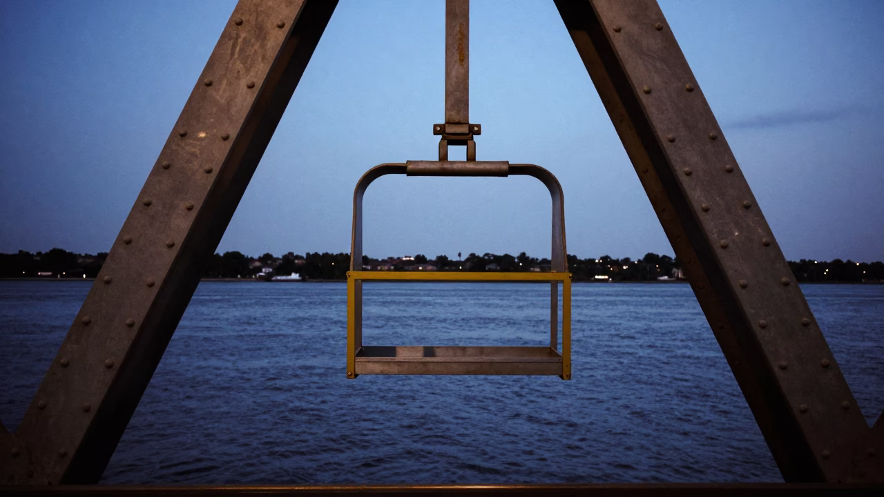 Maintenance Cradle in New York at The Last Blue Light Of Evening in in New York, New York, United States