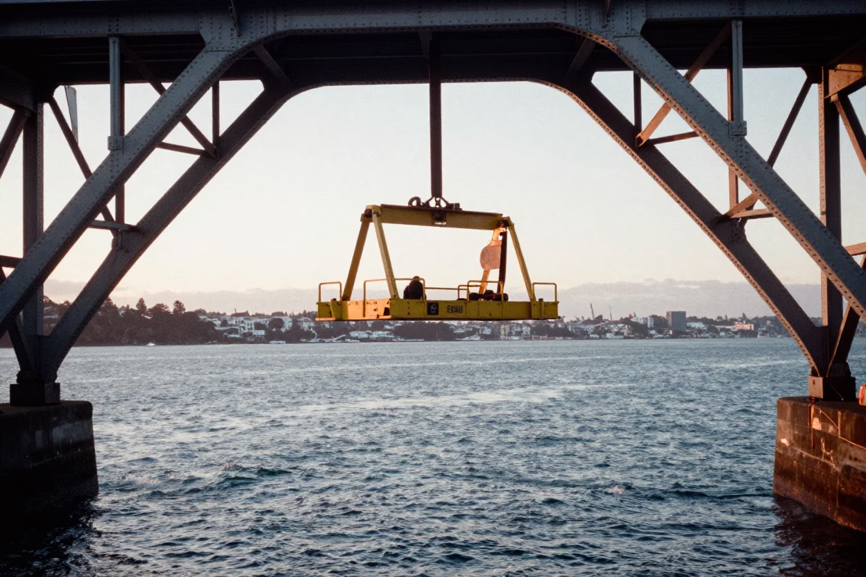 Maintenance Cradle just after sunrise in Auckland in in Auckland, New Zealand