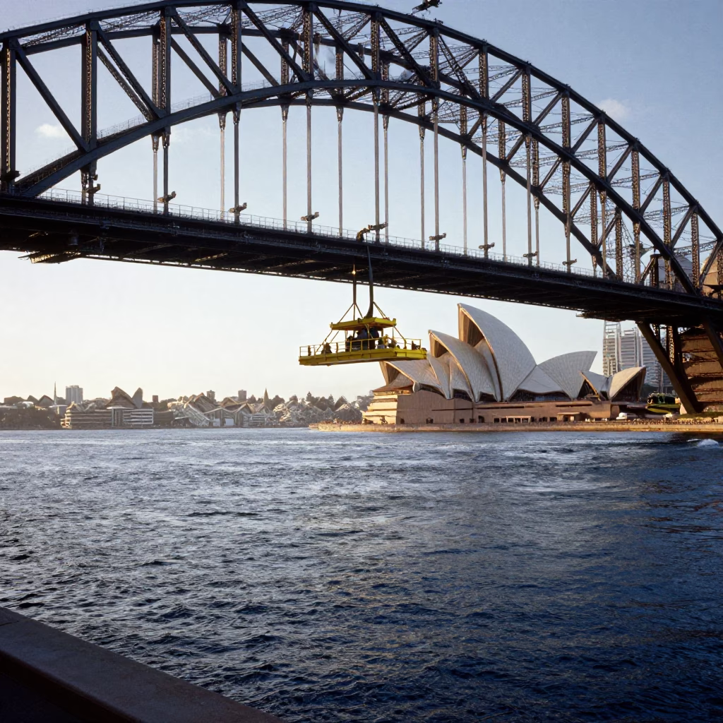 Maintenance Cradle just after sunrise in Sydney in in Sydney, New South Wales, Australia