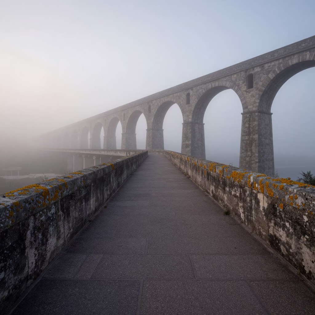 Maintenance Path at The Still Hours Before Dawn Light in Lyon in in Lyon, France
