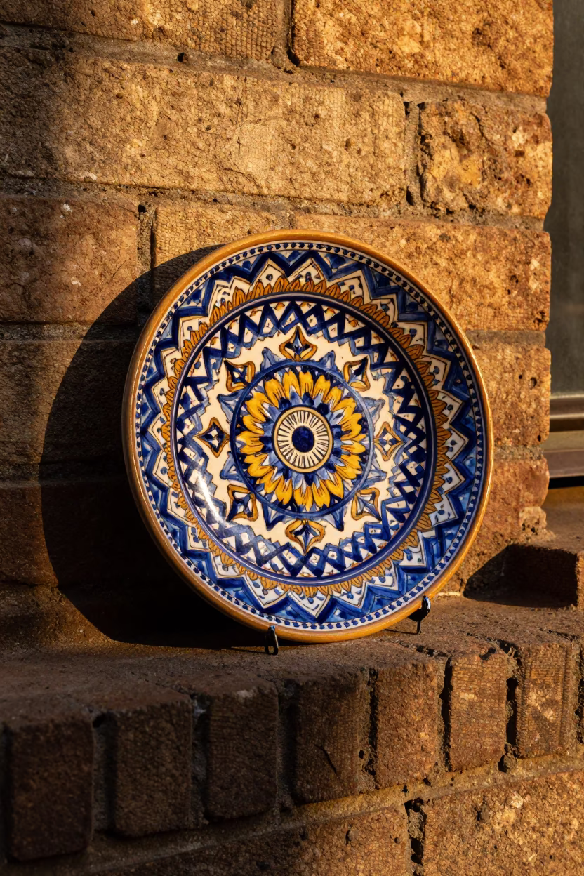 Majolica Plate at Honeyed Evening Light in Johannesburg in in Johannesburg, South Africa