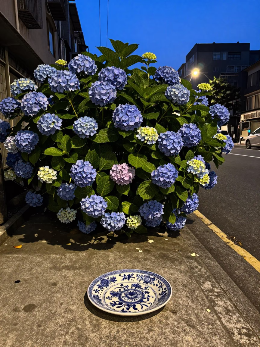 Majolica Plate in Taipei at Blue Hour in in Taipei, Taiwan