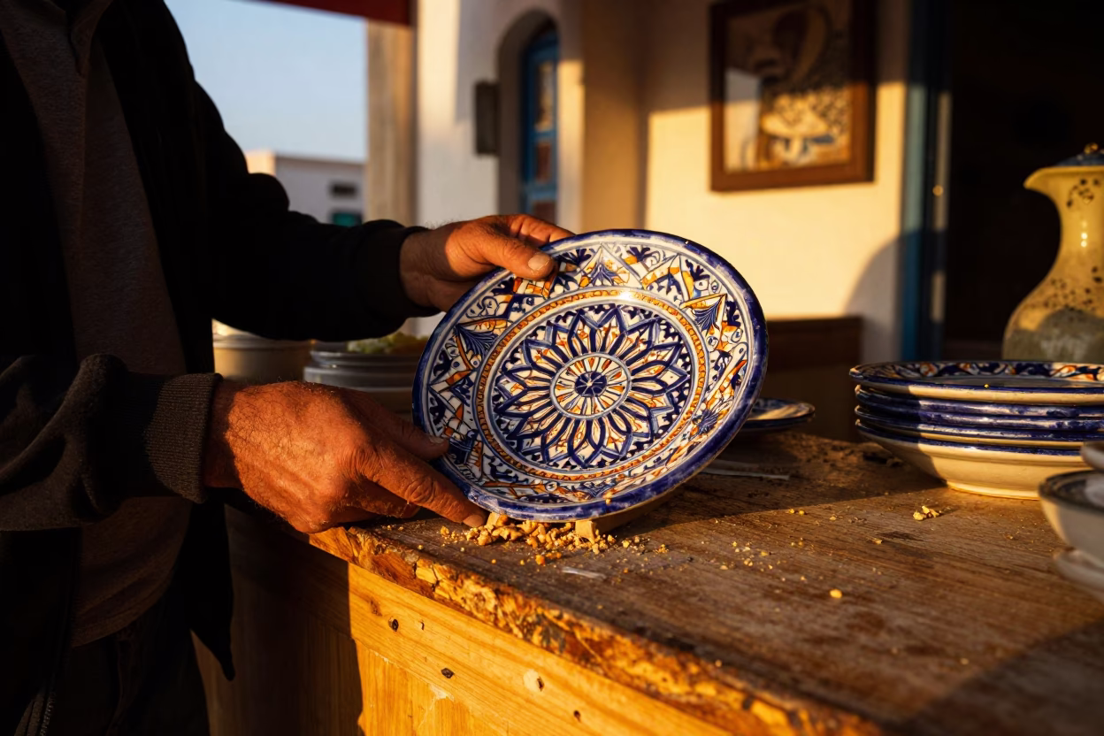 Majolica Plate in Tunis in in Tunis, Tunisia