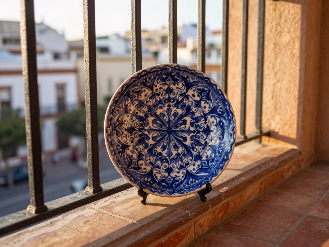 Majolica Plate just after sunrise in Valencia in in Valencia, Spain