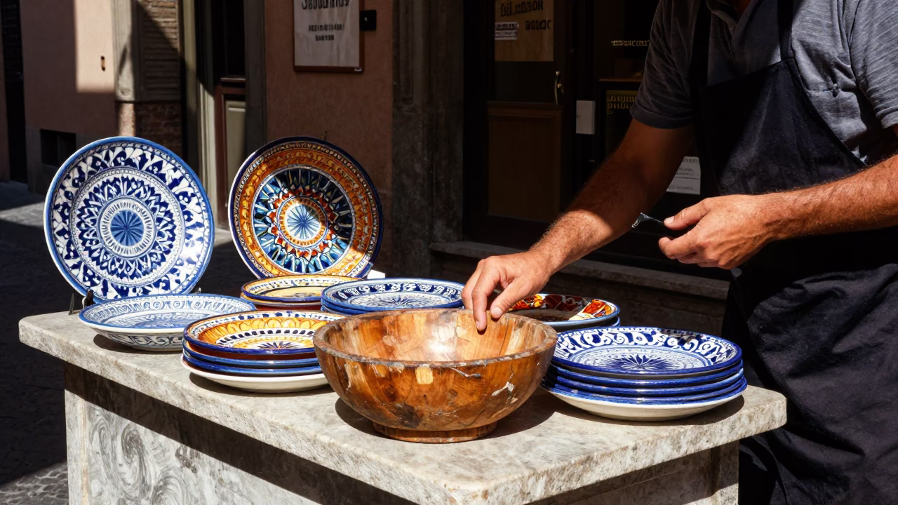 Majolica Plates in Bologna in in Bologna, Italy