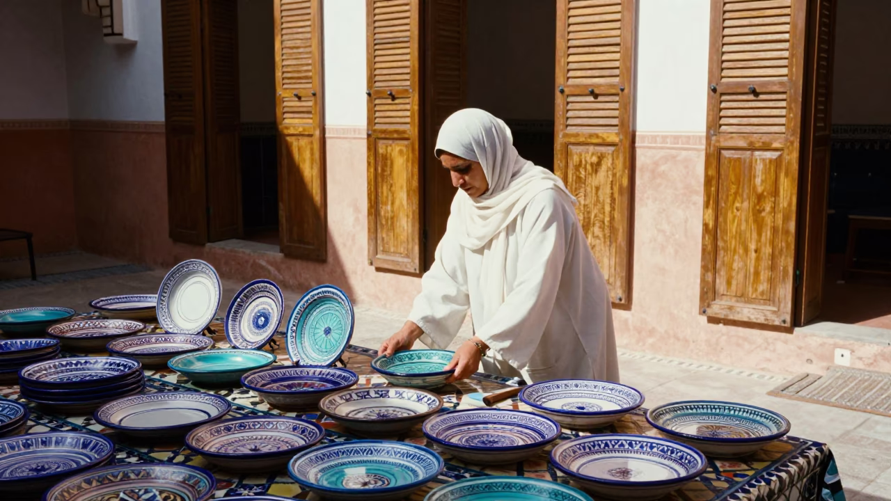 Majolica Plates in Casablanca in in Casablanca, Morocco