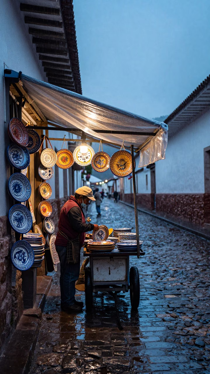 Majolica Plates in Cusco in in Cusco, Peru