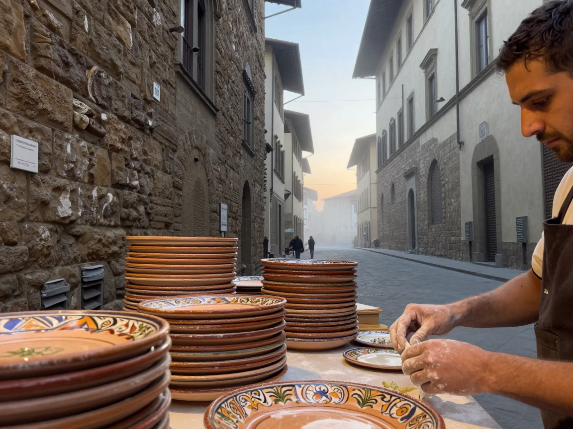 Majolica Plates in Florence in in Florence, Italy