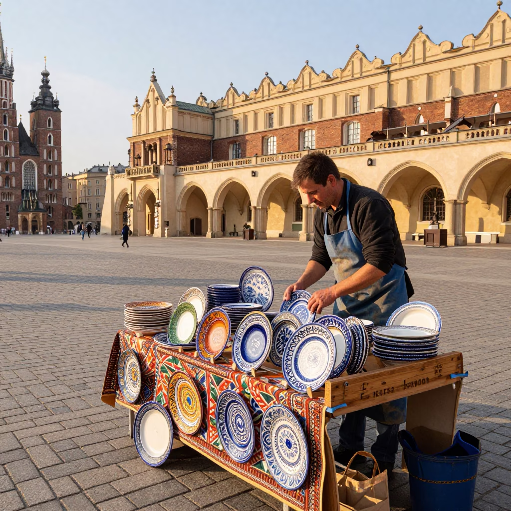Majolica Plates in Krakow in in Krakow, Poland