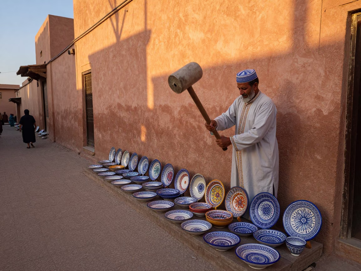 Majolica Plates in Marrakech in in Marrakech, Morocco