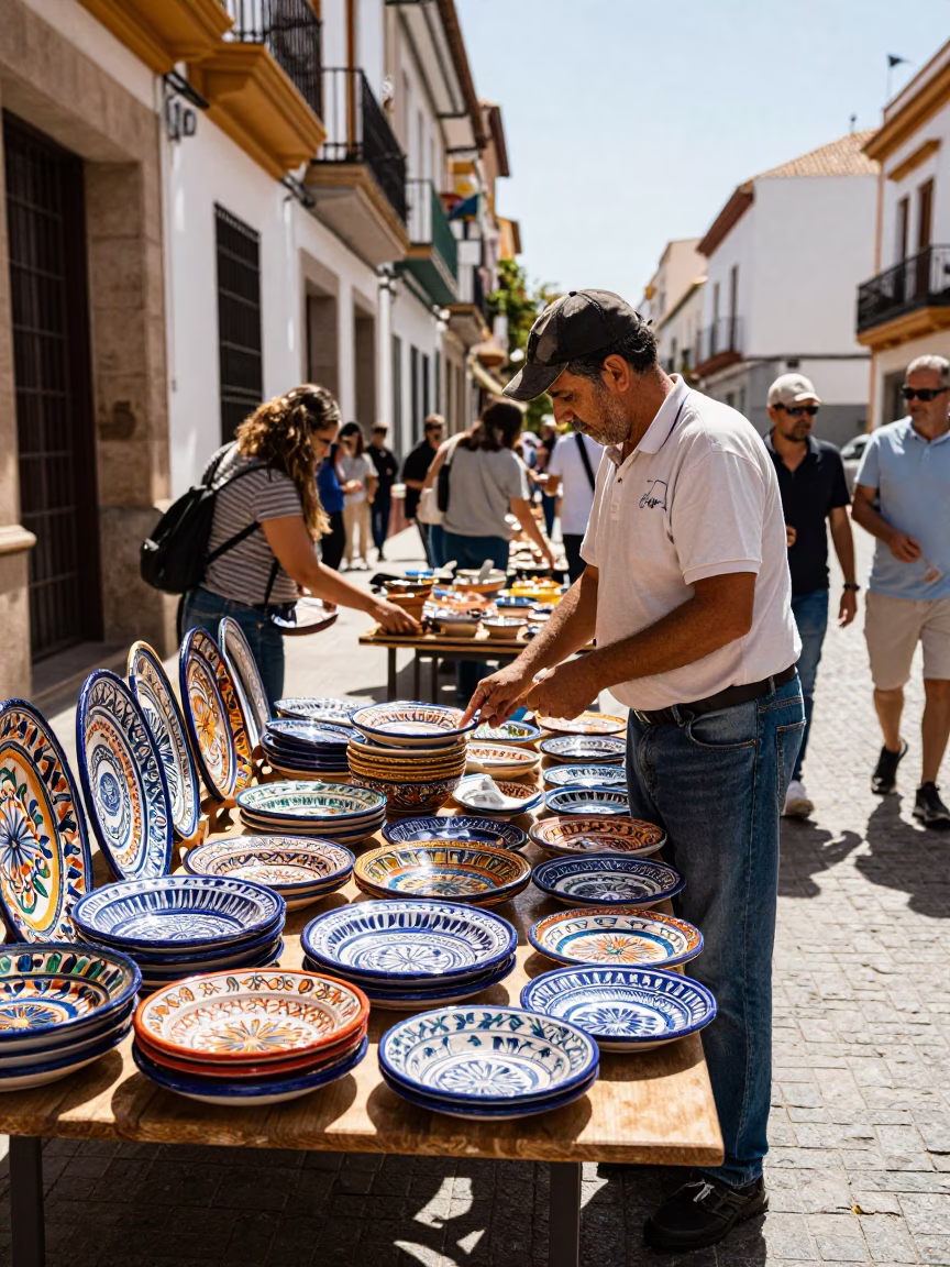 Majolica Plates in Valencia at Late Morning Light in in Valencia, Spain