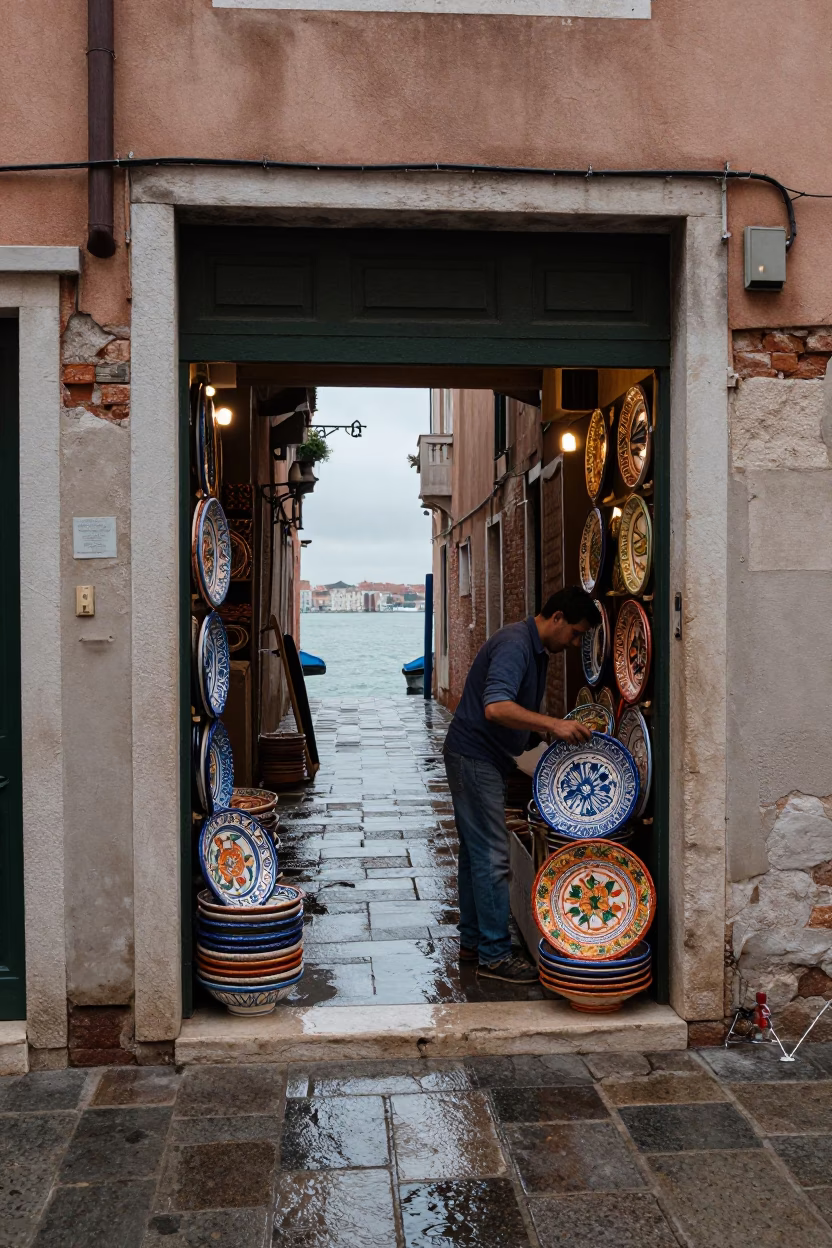 Majolica Plates in Venice in in Venice, Italy