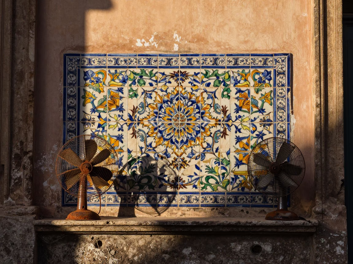 Majolica Tiles in Palermo at The Late Afternoon Light in in Palermo, Italy