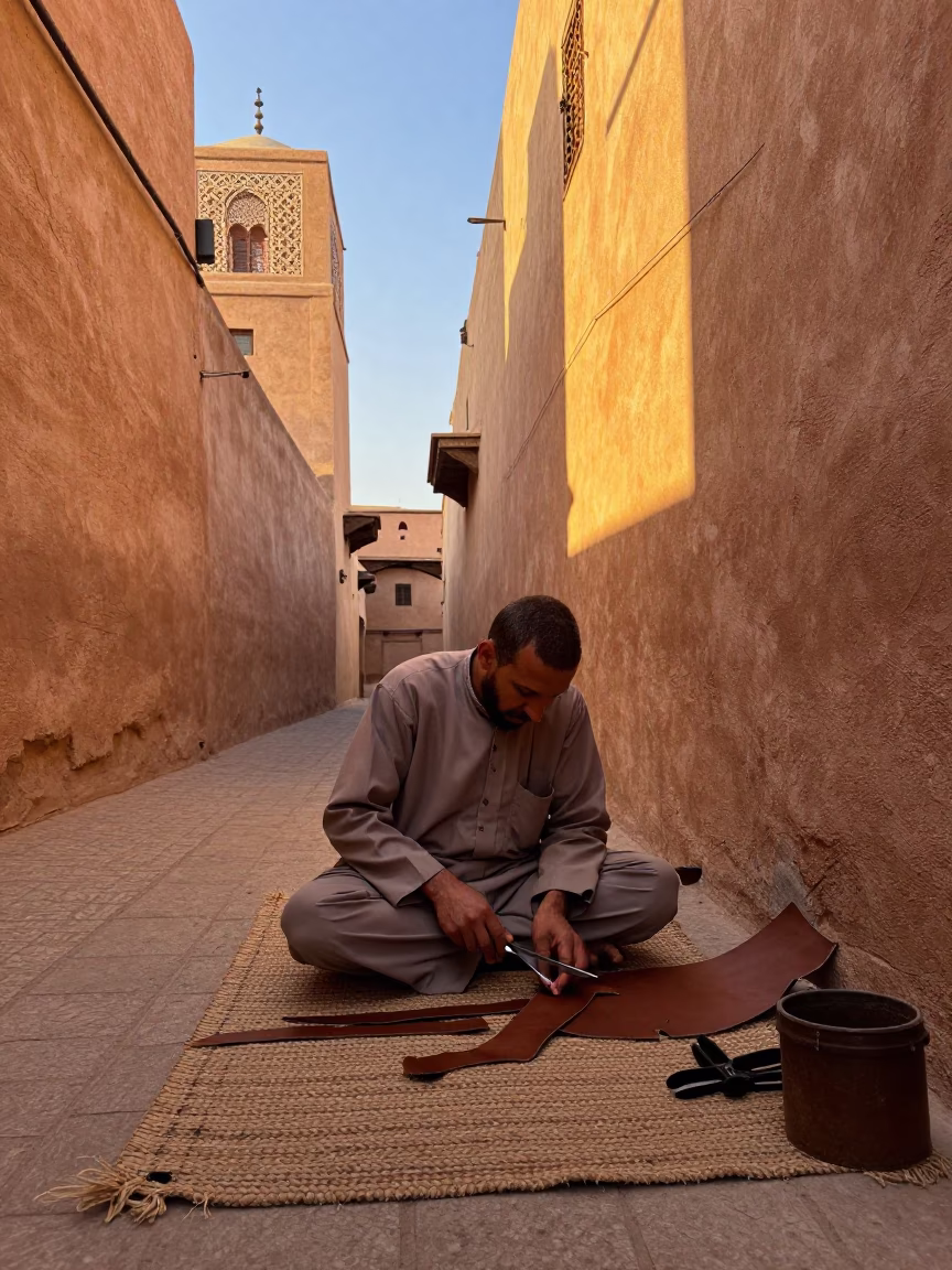 Maker Working in Marrakech at Golden Hour in in Marrakech, Morocco